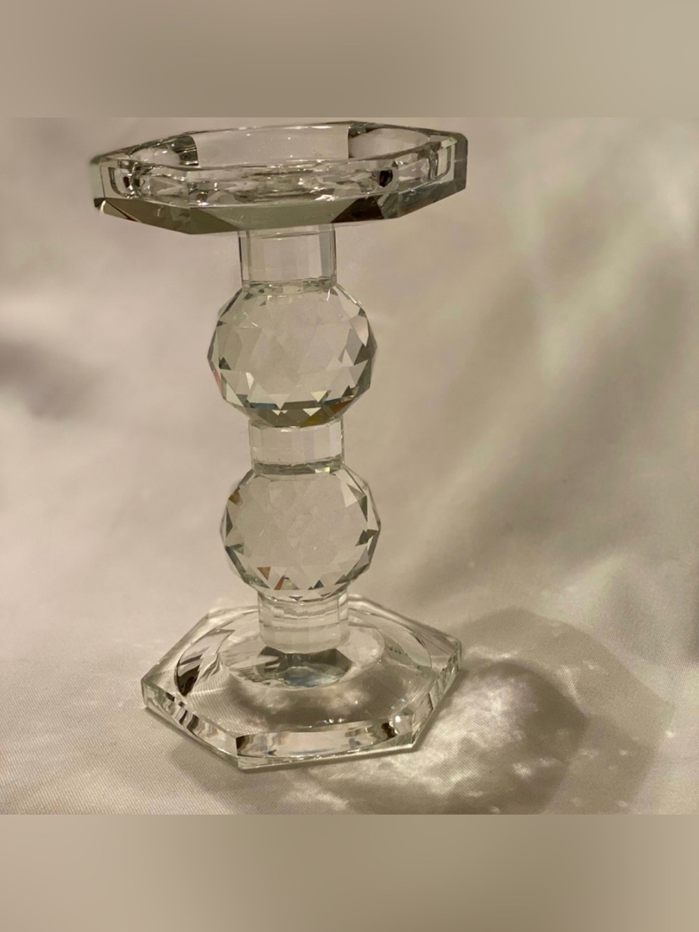 Sylvie Crystal Pillar Candle Holder 7” Beautiful